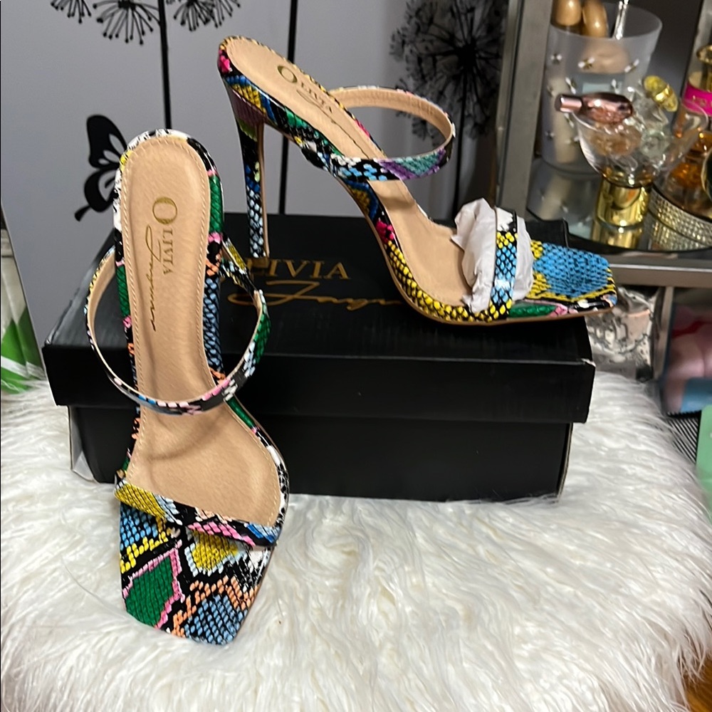 Multicolor Snake Print Women's Heels New In Box 6.5